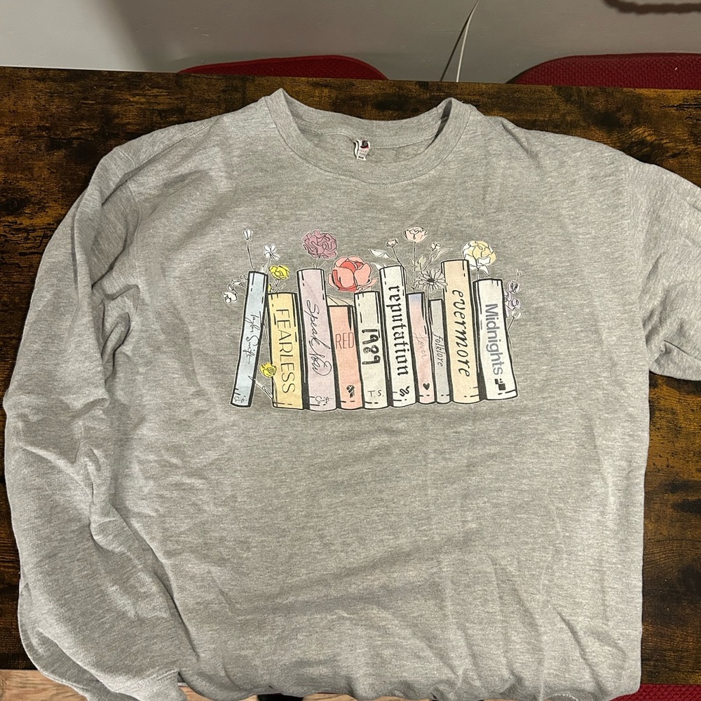 Taylor Swift albums as books crew neck sweatshirt